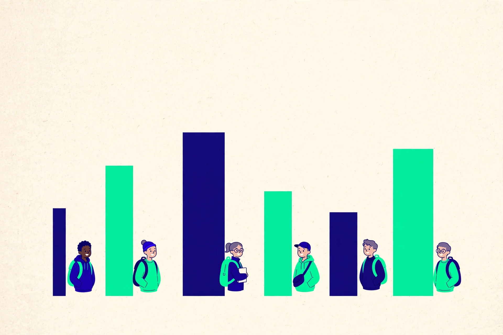 Illustration of abstract bars showing the distribution of rice purity scores